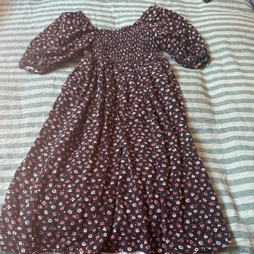 Rylee + Cru Black and Pink Floral Kids Dress